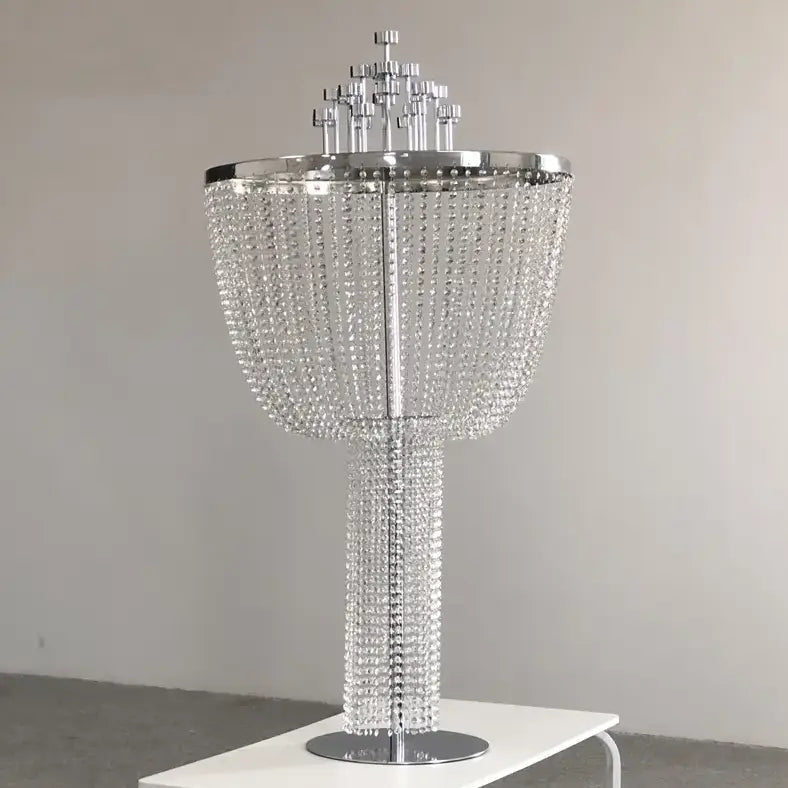 Crystal Silver Waterfall Chandelier