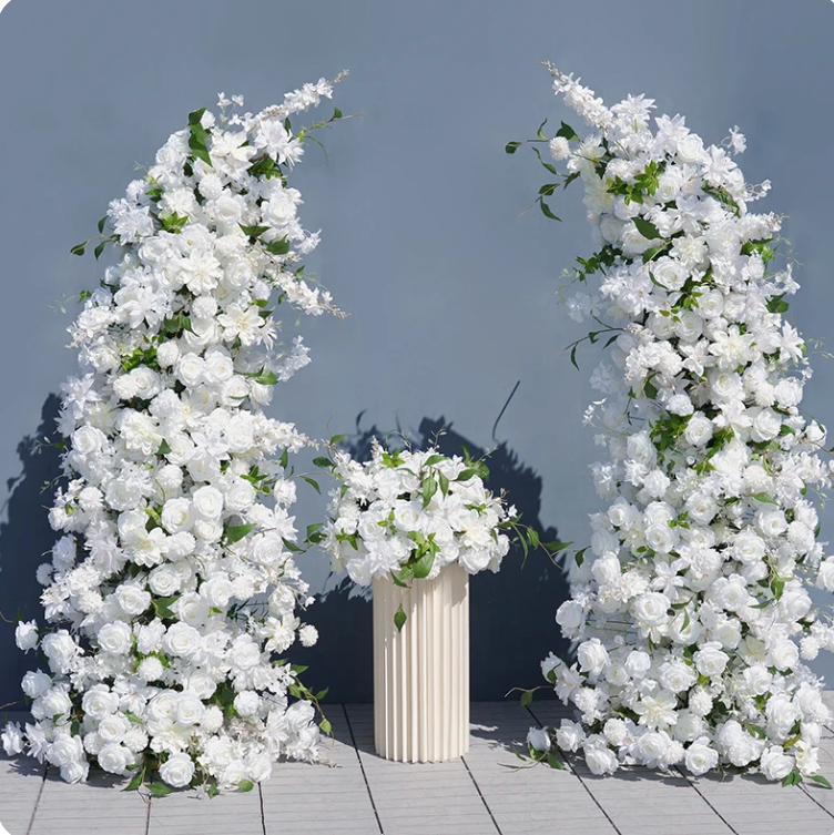 White Roses Cherry Blossom Flower Stand