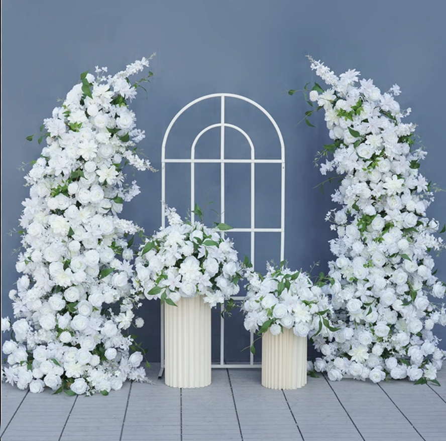 White Roses Cherry Blossom Flower Stand
