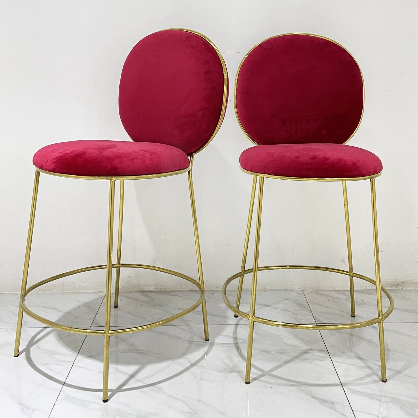 Round Velvet Bar Stool