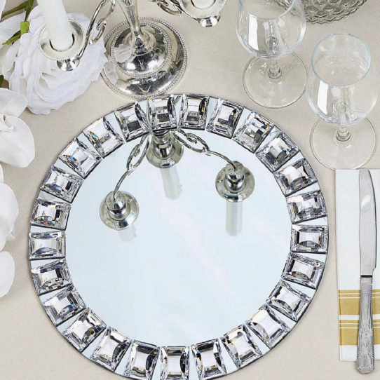 Silver Crystal Charger Plate