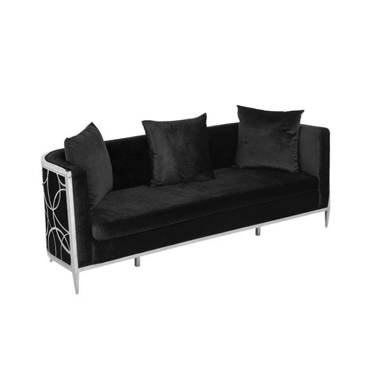 Modern Velvet Sofa (Black/Silver)