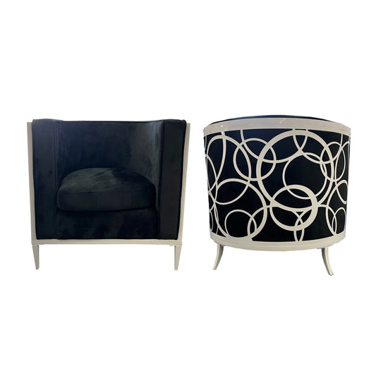Modern Velvet Chair (Black/White)