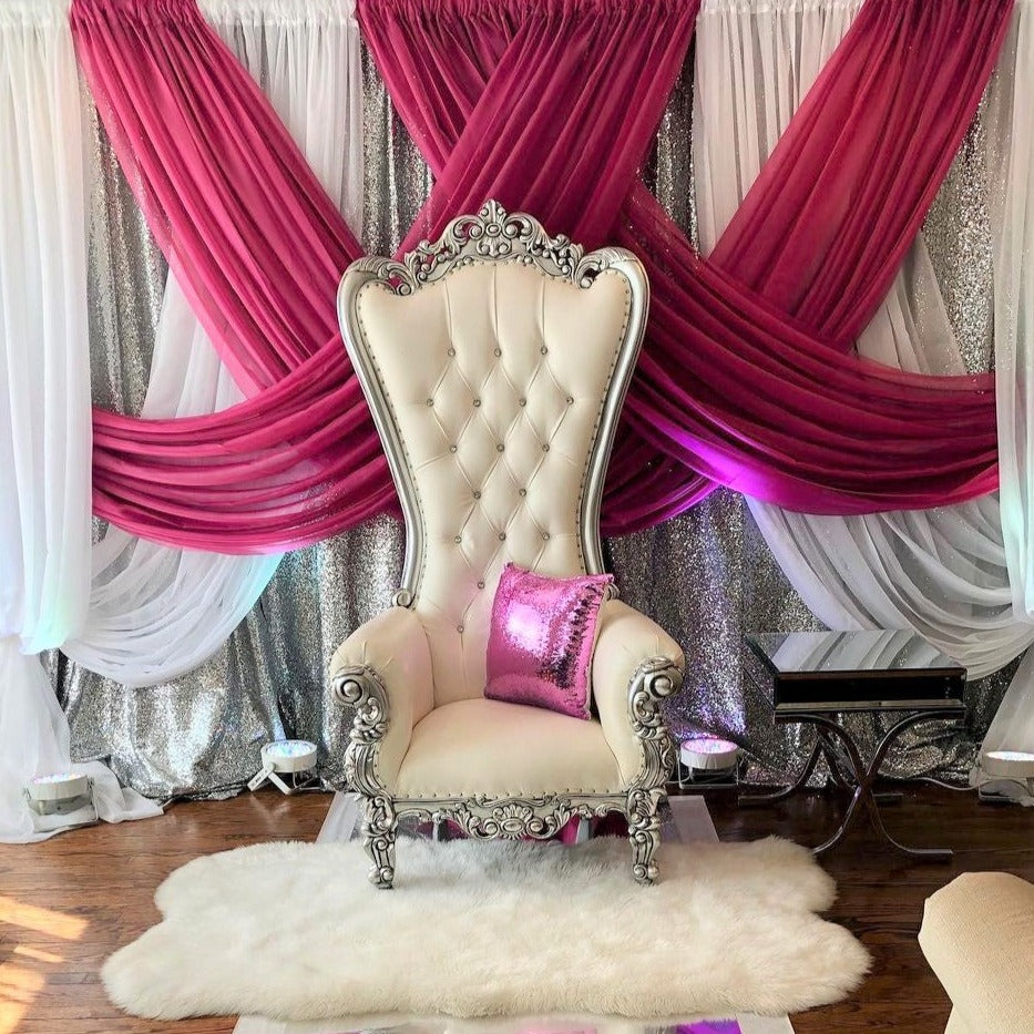 Silver throne chair discount rental