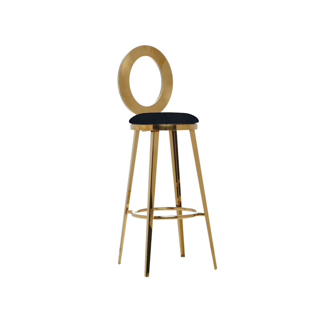 O Back Gold Bar Stool LUX EVENT RENTALS