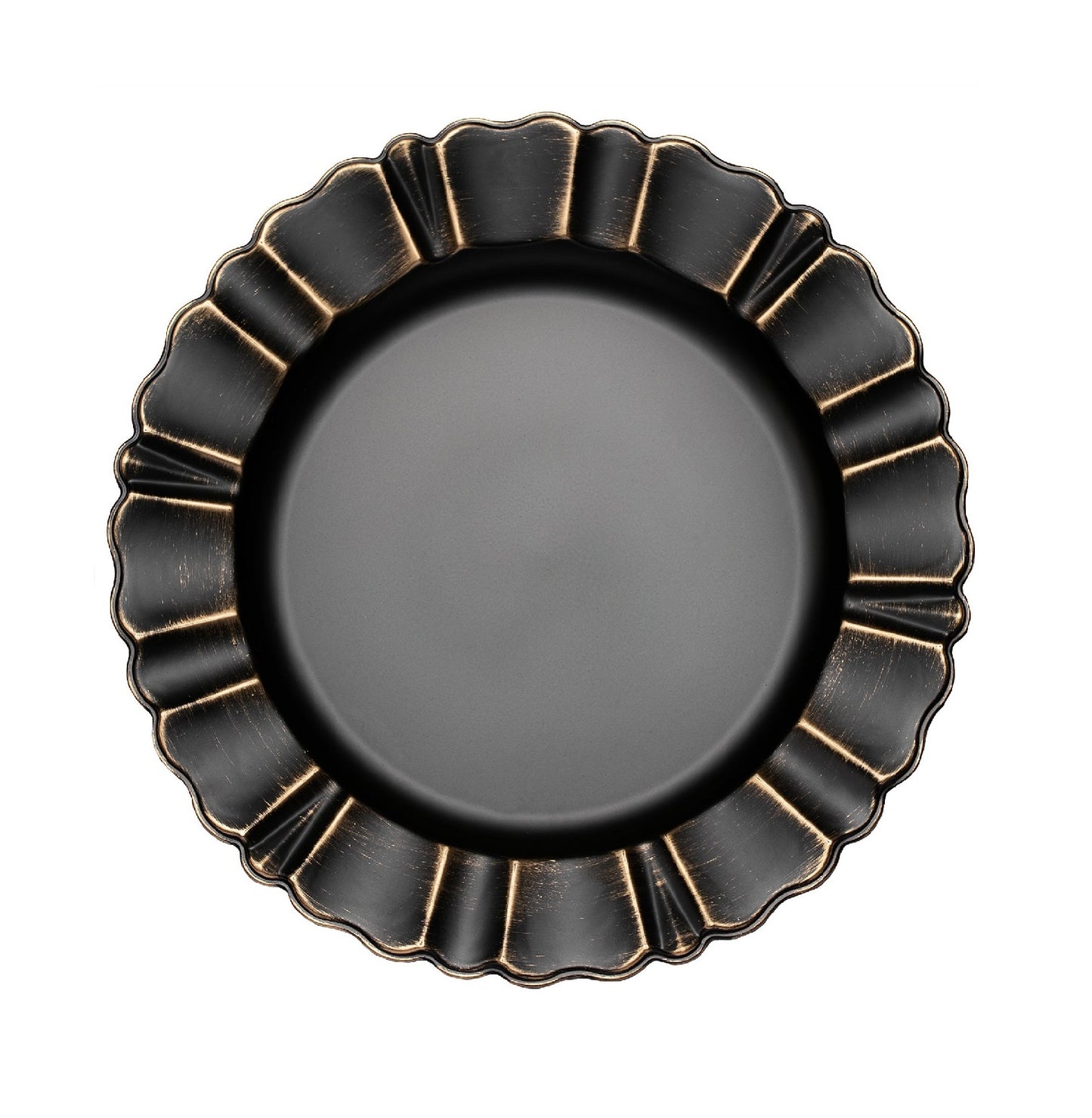 Waved Scalloped Charger Plate (Black & Gold)
